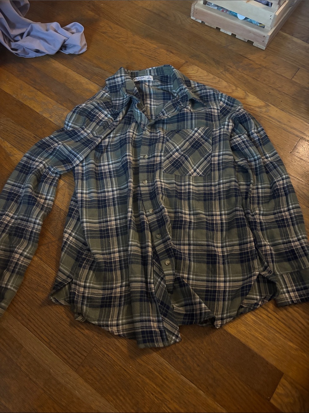 Women’s Green and Blue Plaid Button-Up Shirt